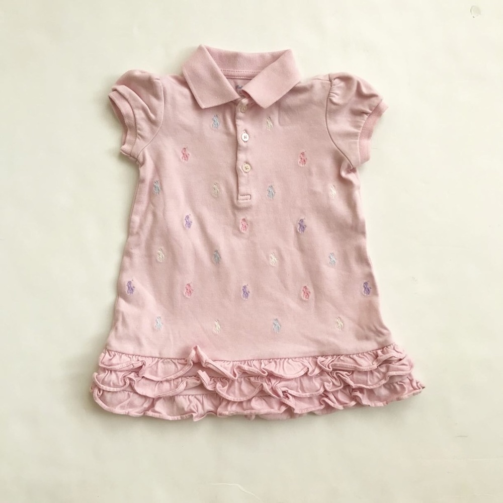 Ralph Lauren pink embroidered dress EUC 18 months
